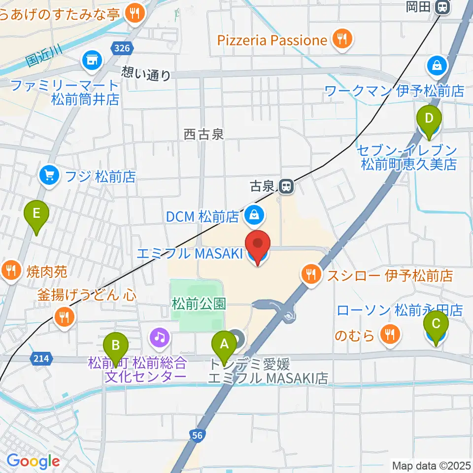 島村楽器エミフルMASAKI店周辺のコンビニエンスストア一覧地図