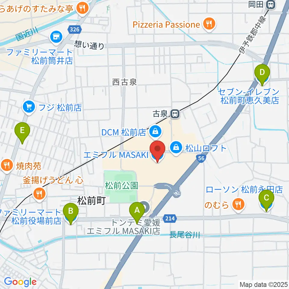 島村楽器エミフルMASAKI店周辺のコンビニエンスストア一覧地図