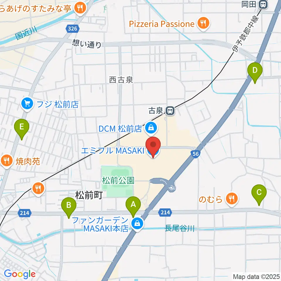 島村楽器エミフルMASAKI店周辺のコンビニエンスストア一覧地図