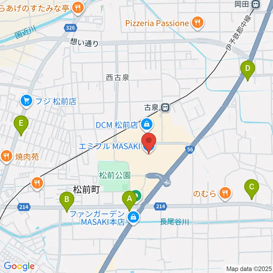 島村楽器エミフルMASAKI店周辺のコンビニエンスストア一覧地図