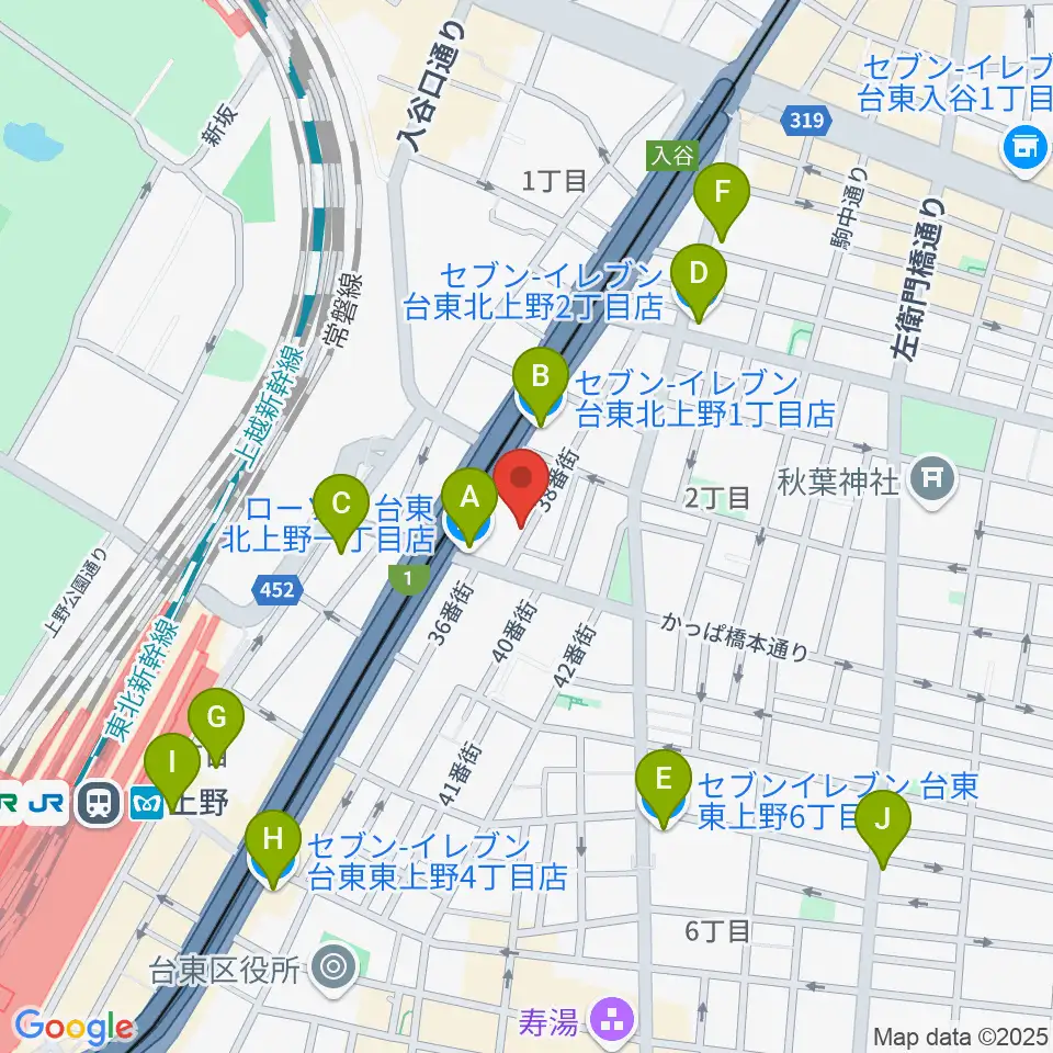 上野ストアハウス周辺のコンビニエンスストア一覧地図