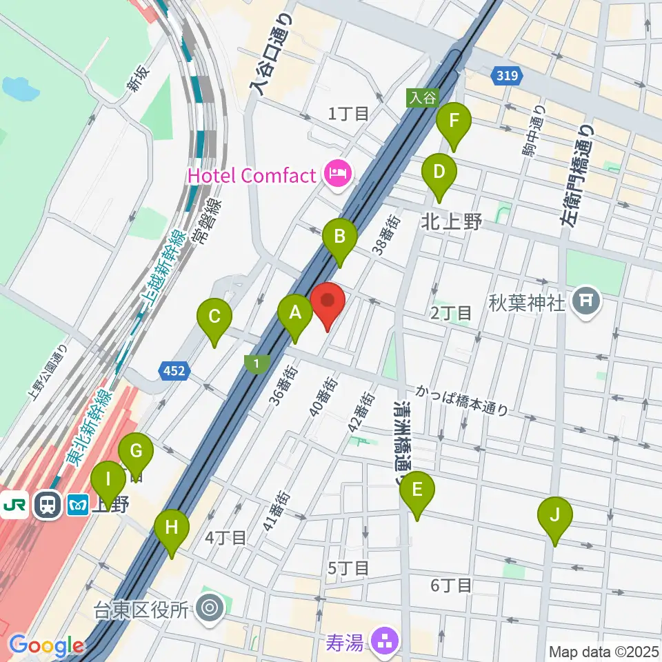 上野ストアハウス周辺のコンビニエンスストア一覧地図