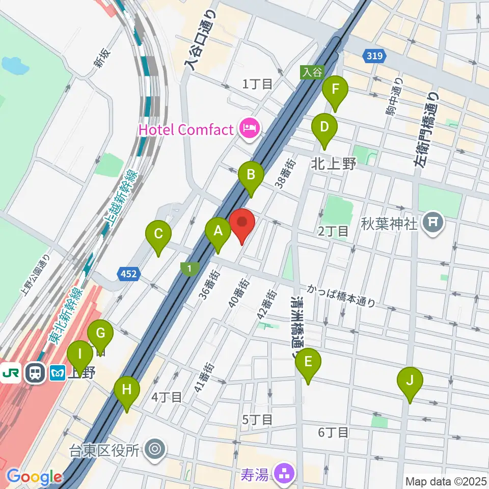 上野ストアハウス周辺のコンビニエンスストア一覧地図