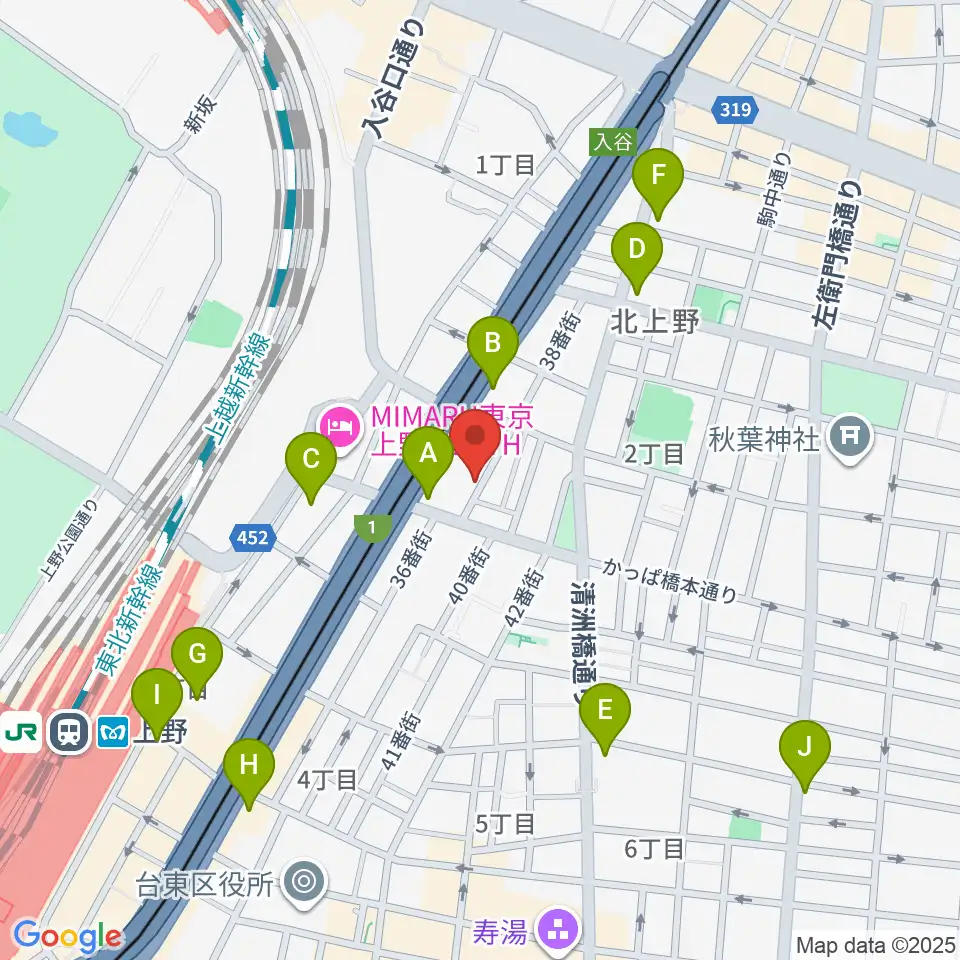 上野ストアハウス周辺のコンビニエンスストア一覧地図