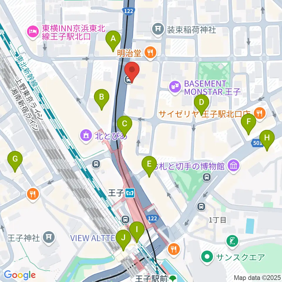 インディペンデントシアターOji周辺のコンビニエンスストア一覧地図