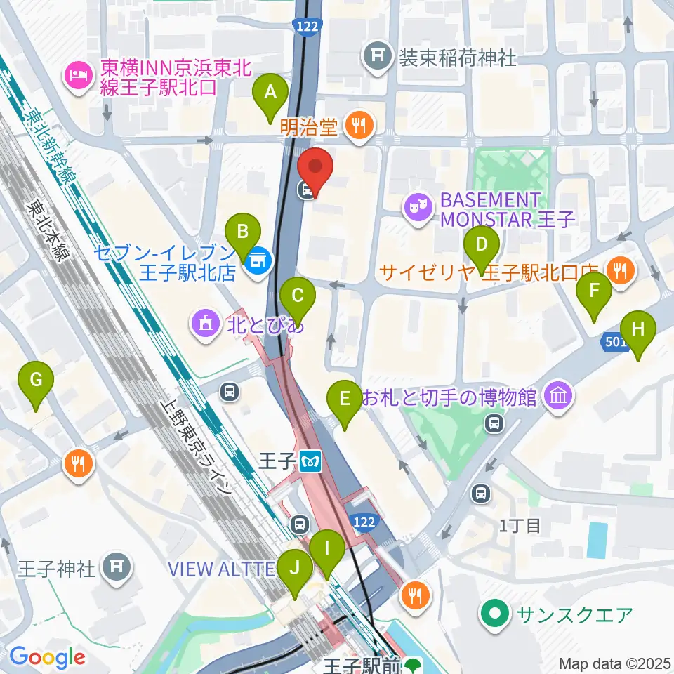 インディペンデントシアターOji周辺のコンビニエンスストア一覧地図