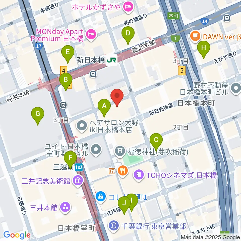 お江戸日本橋亭[休館中]周辺のコンビニエンスストア一覧地図