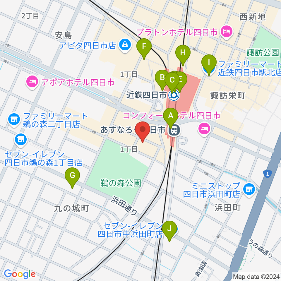 四日市ビージェイ周辺のコンビニエンスストア一覧地図