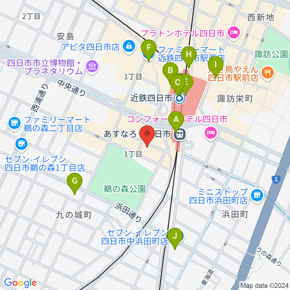 四日市ビージェイ周辺のコンビニエンスストア一覧地図