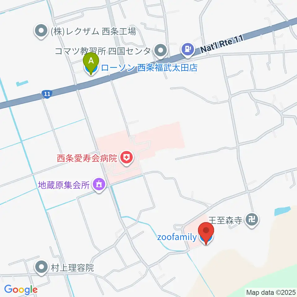 zoofamily周辺のコンビニエンスストア一覧地図
