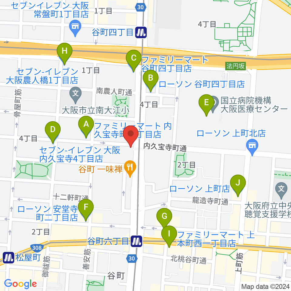 谷町グラバー邸周辺のコンビニエンスストア一覧地図