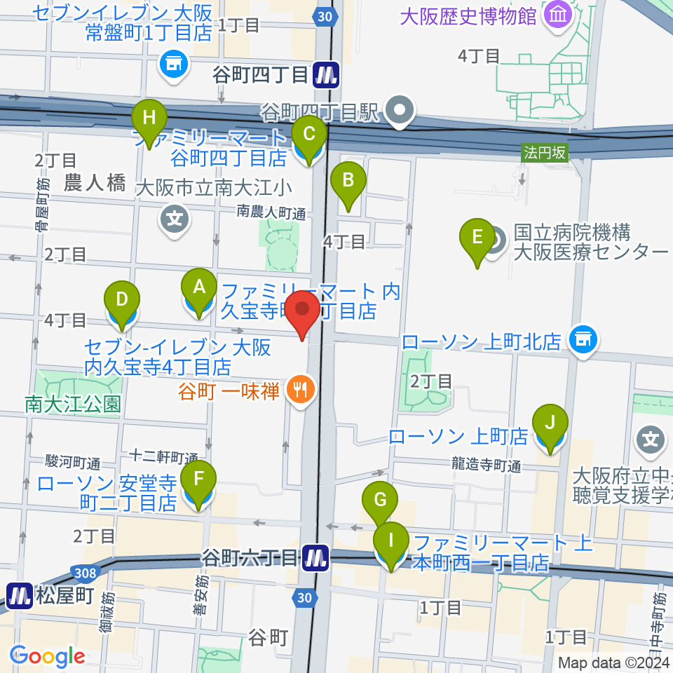 谷町グラバー邸周辺のコンビニエンスストア一覧地図