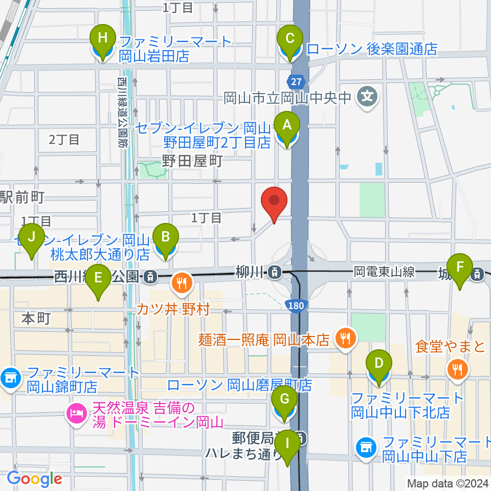 野田屋町ピアノバー周辺のコンビニエンスストア一覧地図