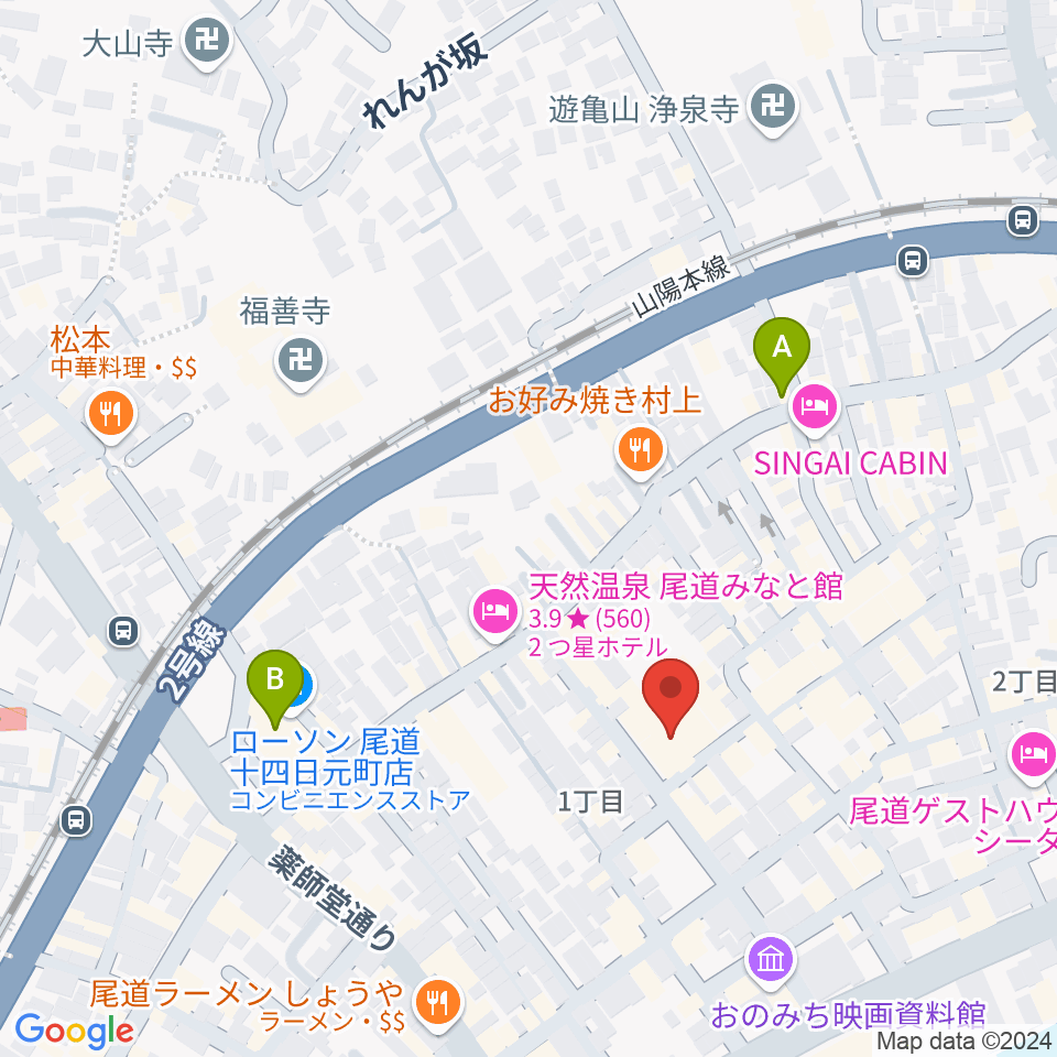 尾道オエコモヴァ周辺のコンビニエンスストア一覧地図