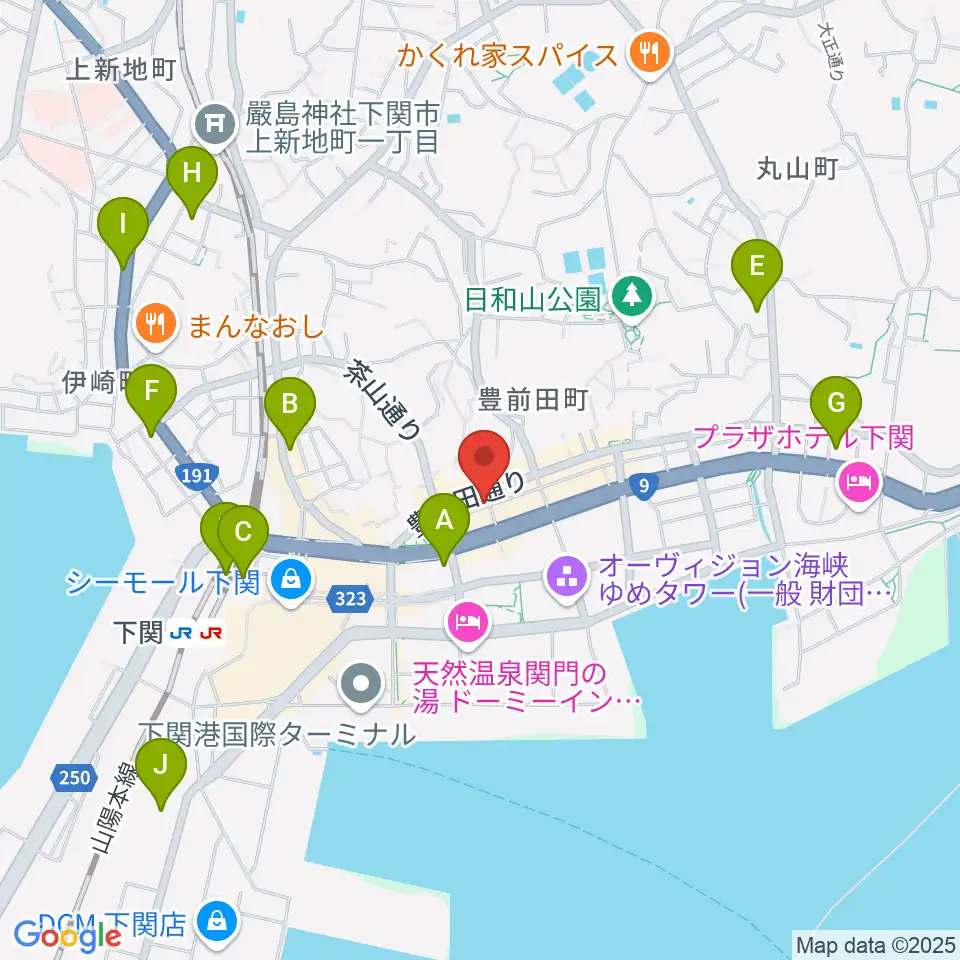 下関レッドライン周辺のコンビニエンスストア一覧地図