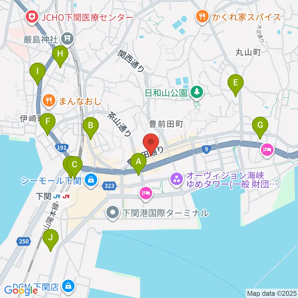 下関レッドライン周辺のコンビニエンスストア一覧地図