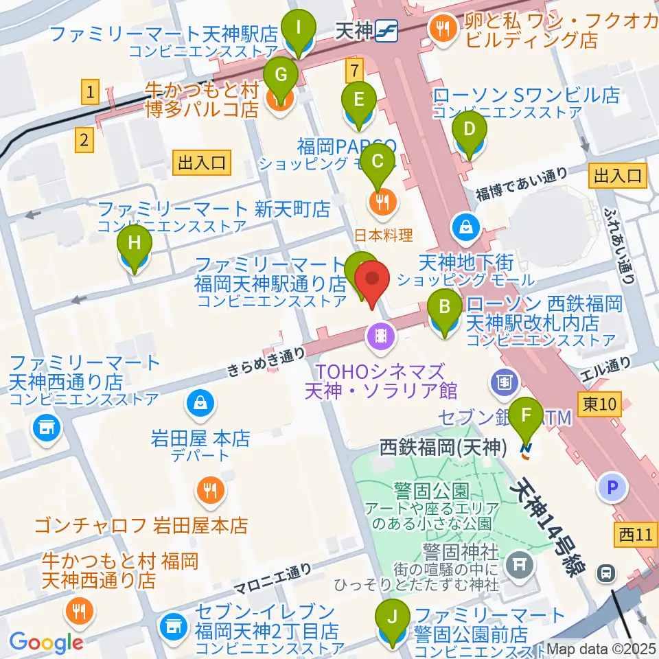 天神 照和周辺のコンビニエンスストア一覧地図