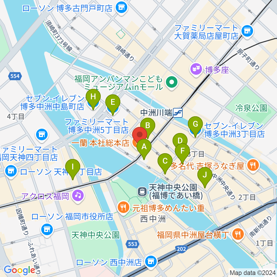 中洲トロンボーンクラブ周辺のコンビニエンスストア一覧地図