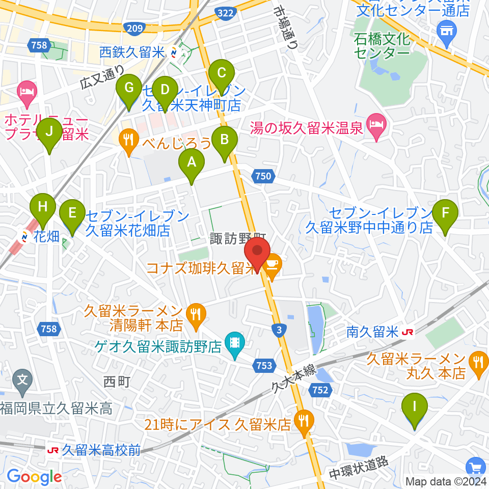 木下楽器店 すわの町本店周辺のコンビニエンスストア一覧地図