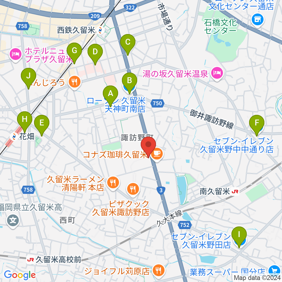 木下楽器店 すわの町本店周辺のコンビニエンスストア一覧地図