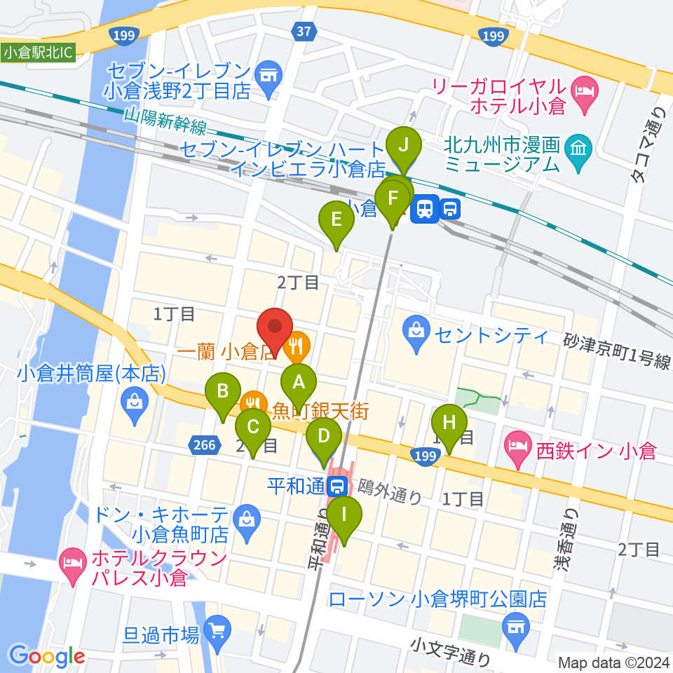 松田楽器店周辺のコンビニエンスストア一覧地図