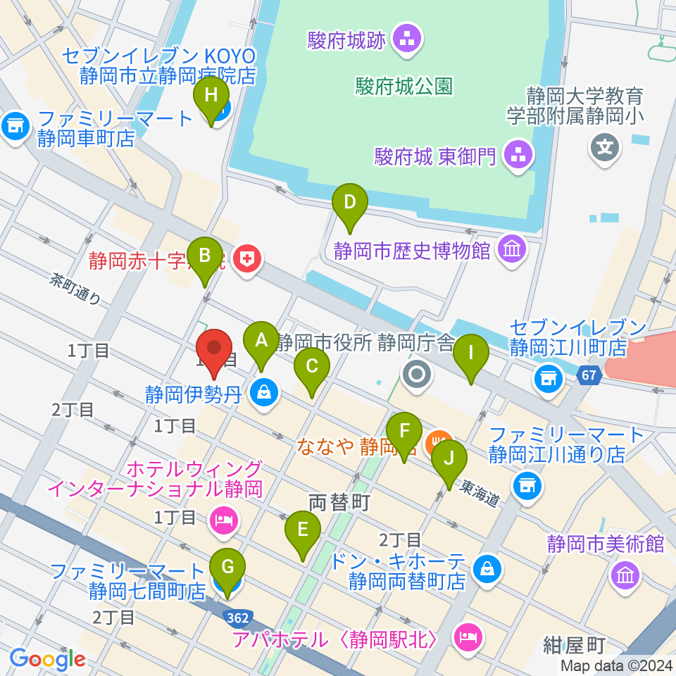 すみやグッディ本店おれんじホール周辺のコンビニエンスストア一覧地図