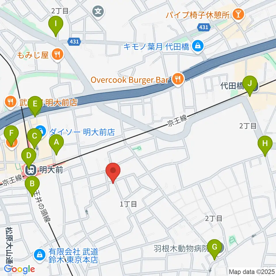 YRZ MUSIC 萬屋ドラム教室周辺のコンビニエンスストア一覧地図