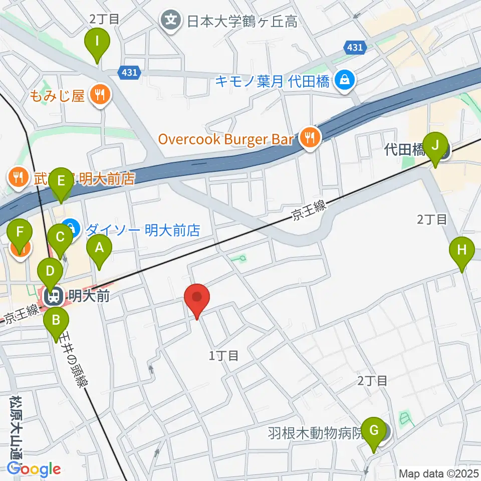 YRZ MUSIC 萬屋ドラム教室周辺のコンビニエンスストア一覧地図