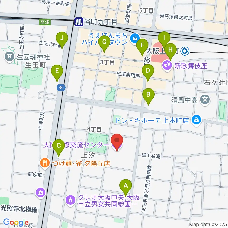 大阪国際交流センター周辺のコンビニエンスストア一覧地図