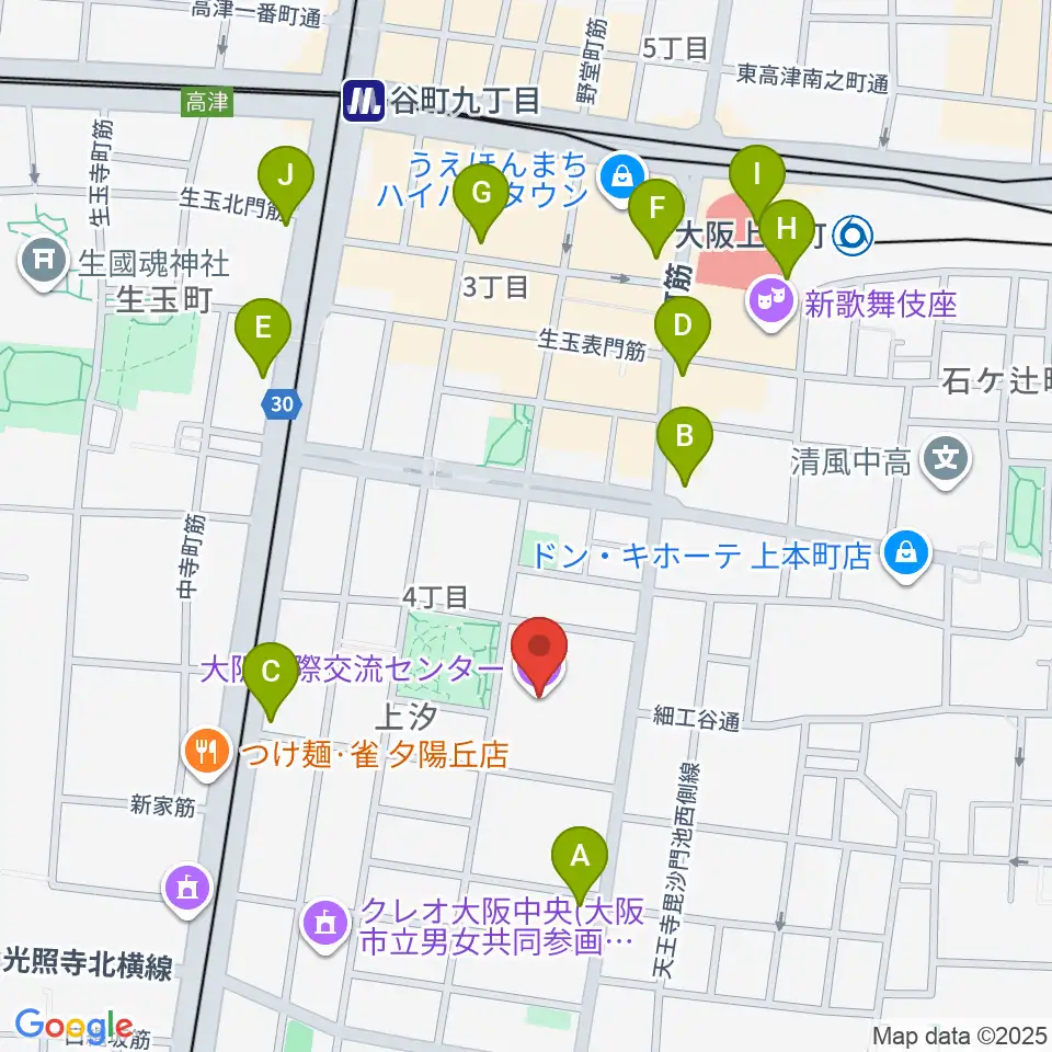 大阪国際交流センター周辺のコンビニエンスストア一覧地図