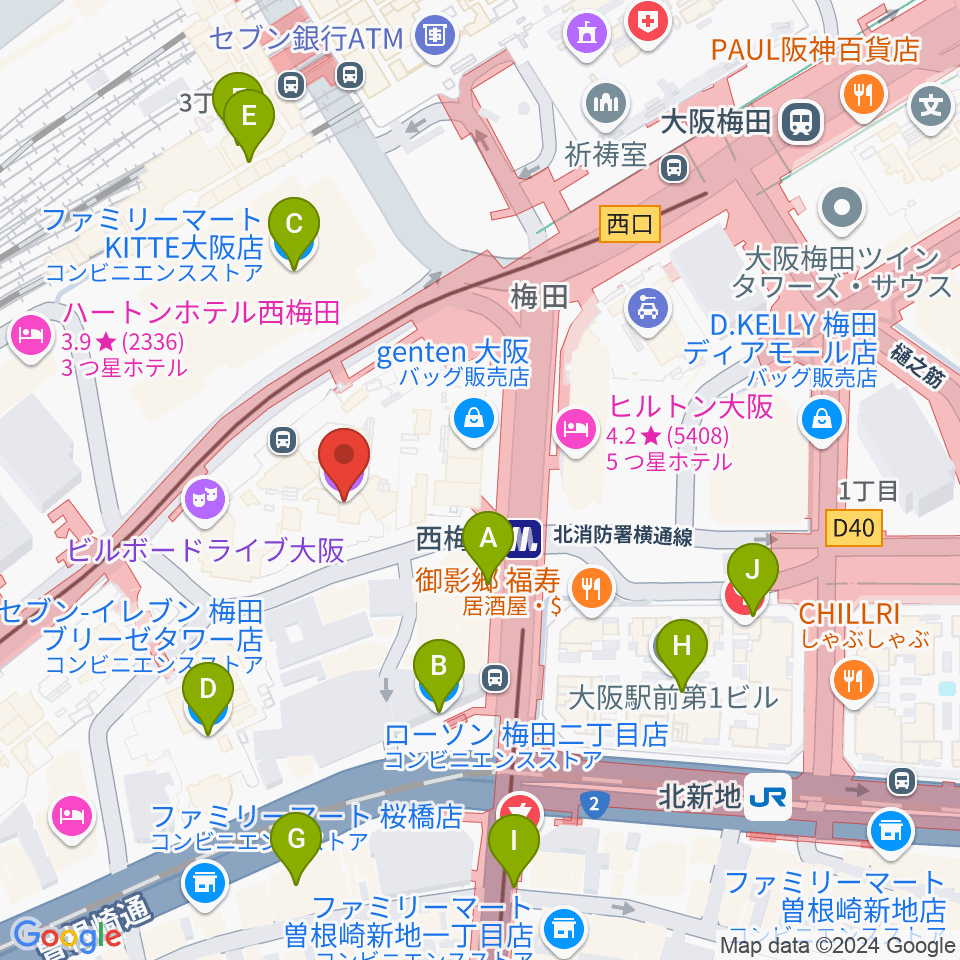 大阪四季劇場周辺のコンビニエンスストア一覧地図