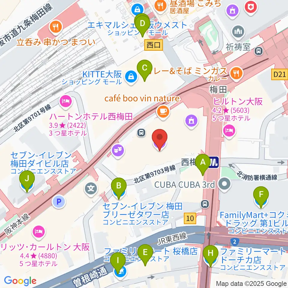 大阪四季劇場周辺のコンビニエンスストア一覧地図