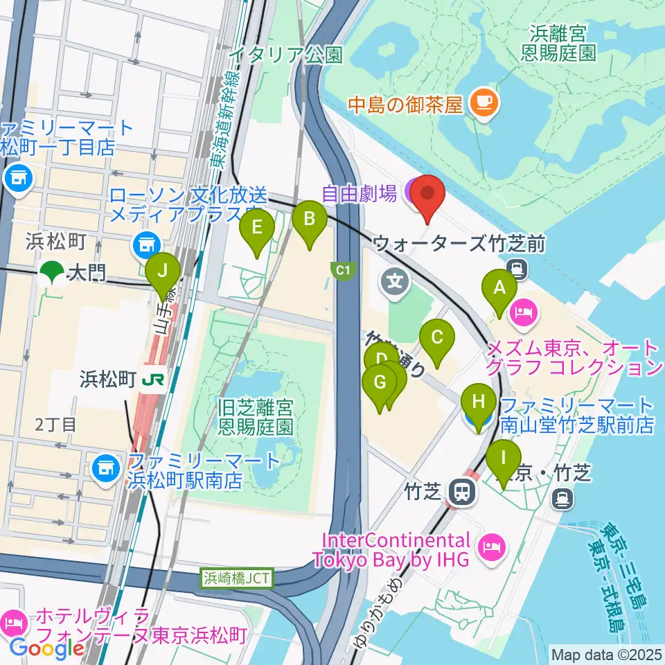 自由劇場周辺のコンビニエンスストア一覧地図