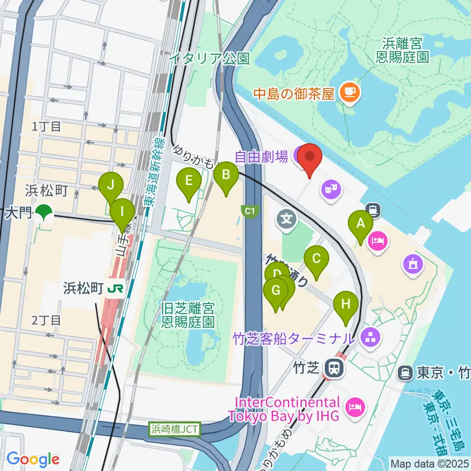 自由劇場周辺のコンビニエンスストア一覧地図