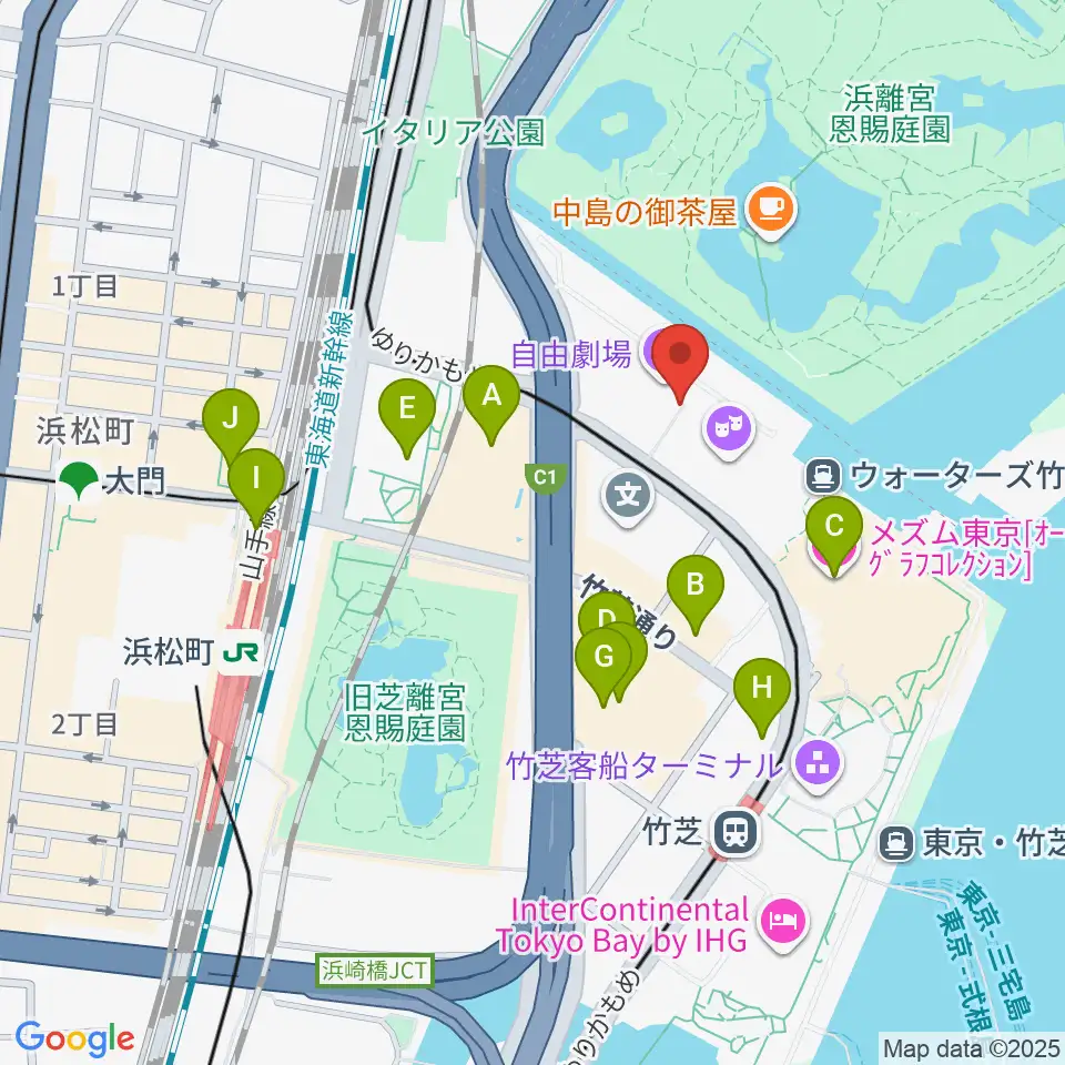 自由劇場周辺のコンビニエンスストア一覧地図