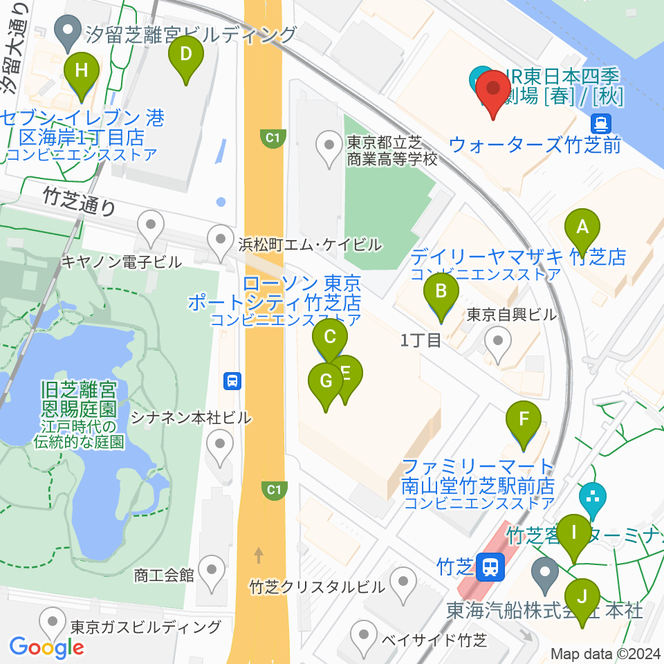JR東日本四季劇場［春］周辺のコンビニエンスストア一覧地図