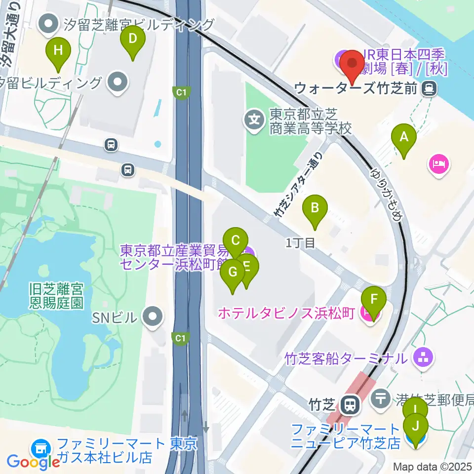 JR東日本四季劇場［春］周辺のコンビニエンスストア一覧地図