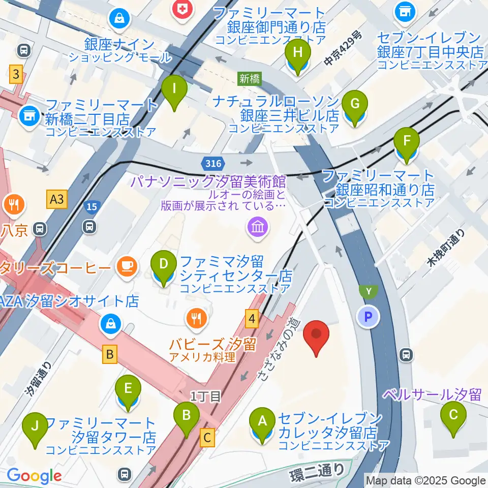 電通四季劇場［海］周辺のコンビニエンスストア一覧地図