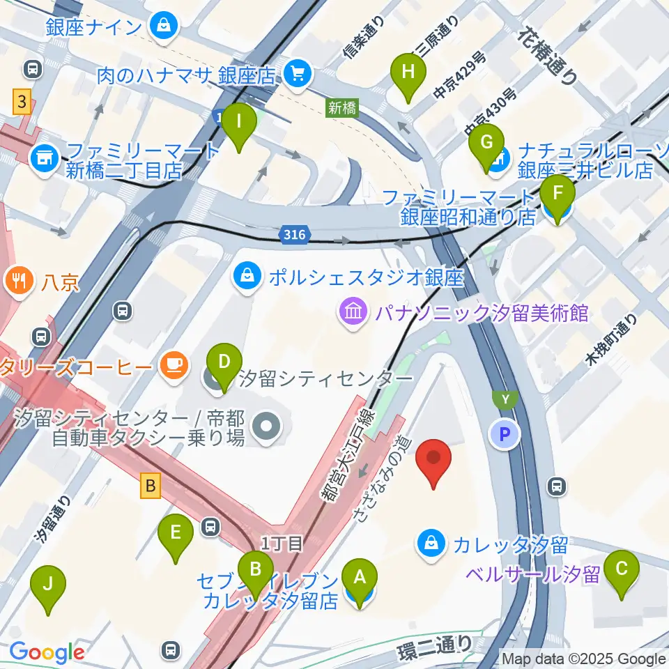 電通四季劇場［海］周辺のコンビニエンスストア一覧地図