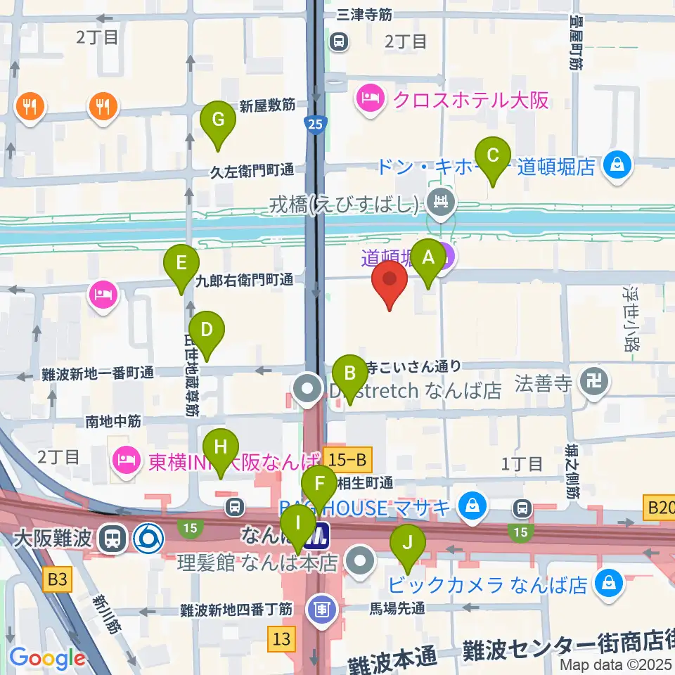 大阪松竹座周辺のコンビニエンスストア一覧地図