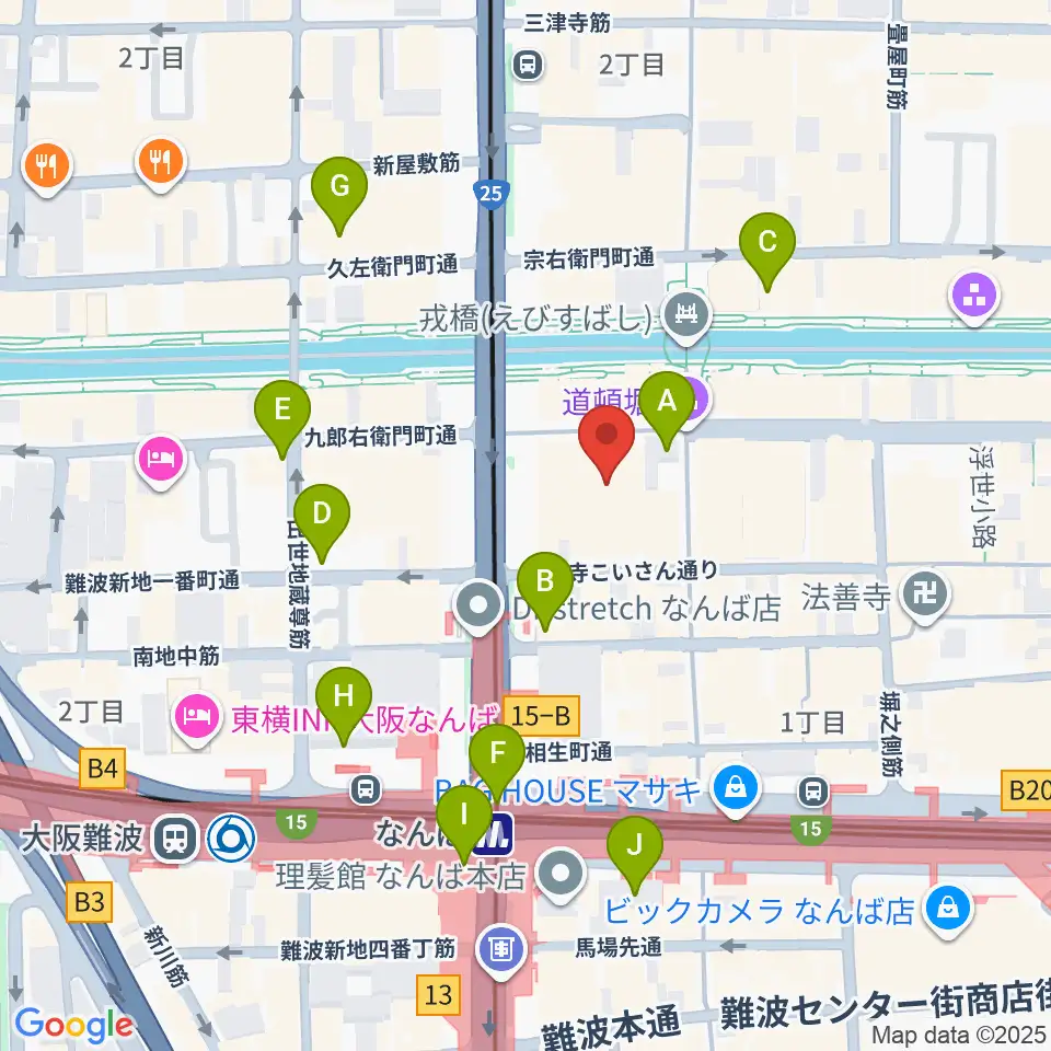 大阪松竹座周辺のコンビニエンスストア一覧地図