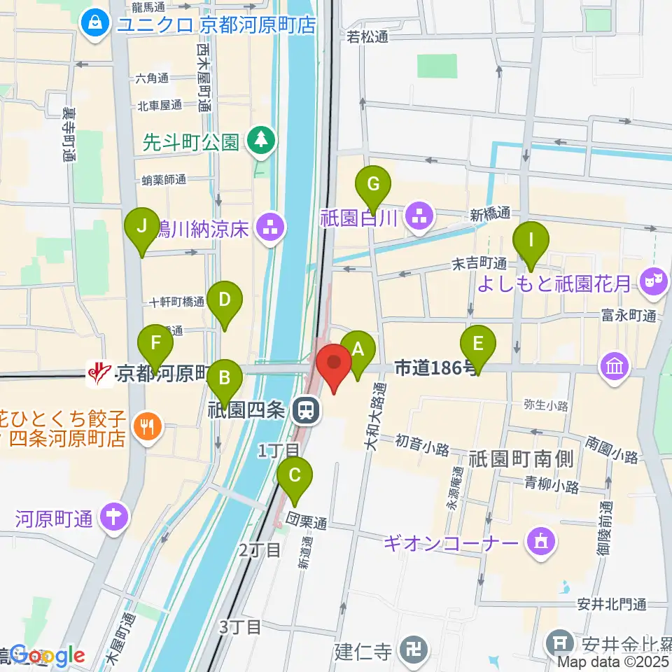 京都四條南座周辺のコンビニエンスストア一覧地図