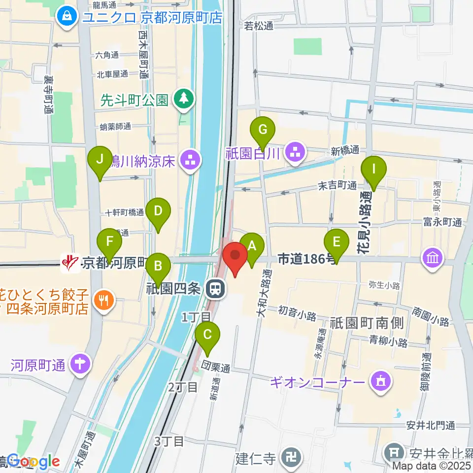 京都四條南座周辺のコンビニエンスストア一覧地図