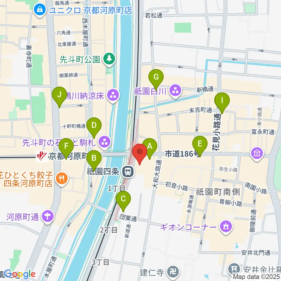 京都四條南座周辺のコンビニエンスストア一覧地図