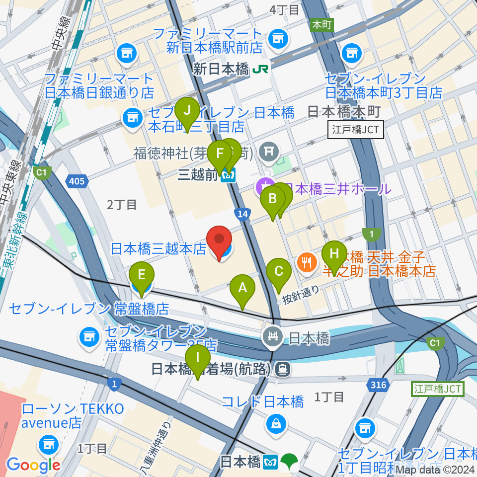 三越劇場周辺のコンビニエンスストア一覧地図