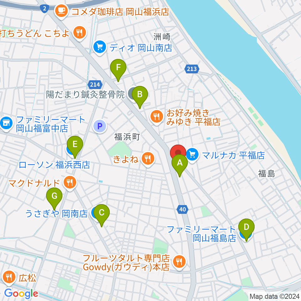 梅里ヴァイオリンスタジオ周辺のコンビニエンスストア一覧地図