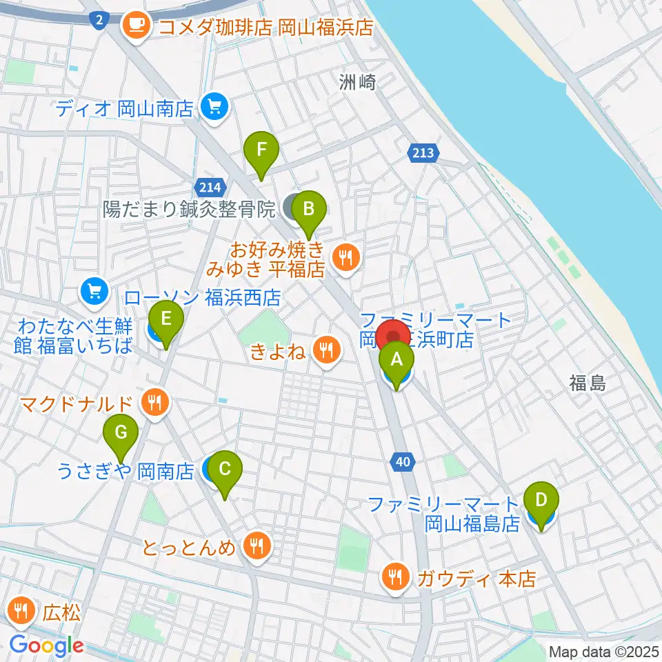 梅里ヴァイオリンスタジオ周辺のコンビニエンスストア一覧地図