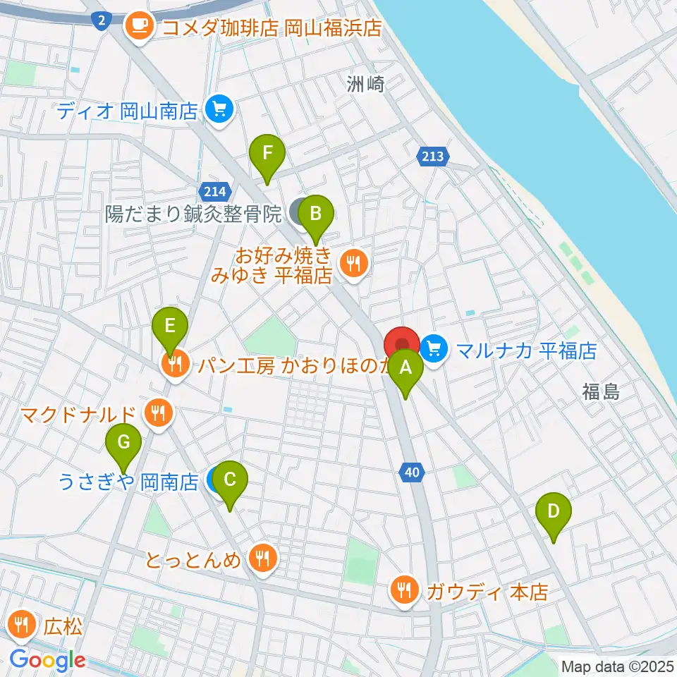 梅里ヴァイオリンスタジオ周辺のコンビニエンスストア一覧地図