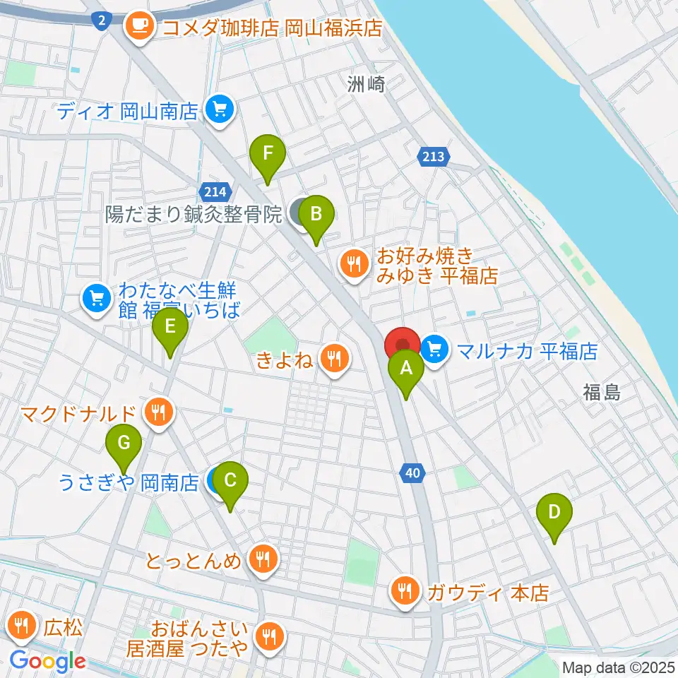 梅里ヴァイオリンスタジオ周辺のコンビニエンスストア一覧地図