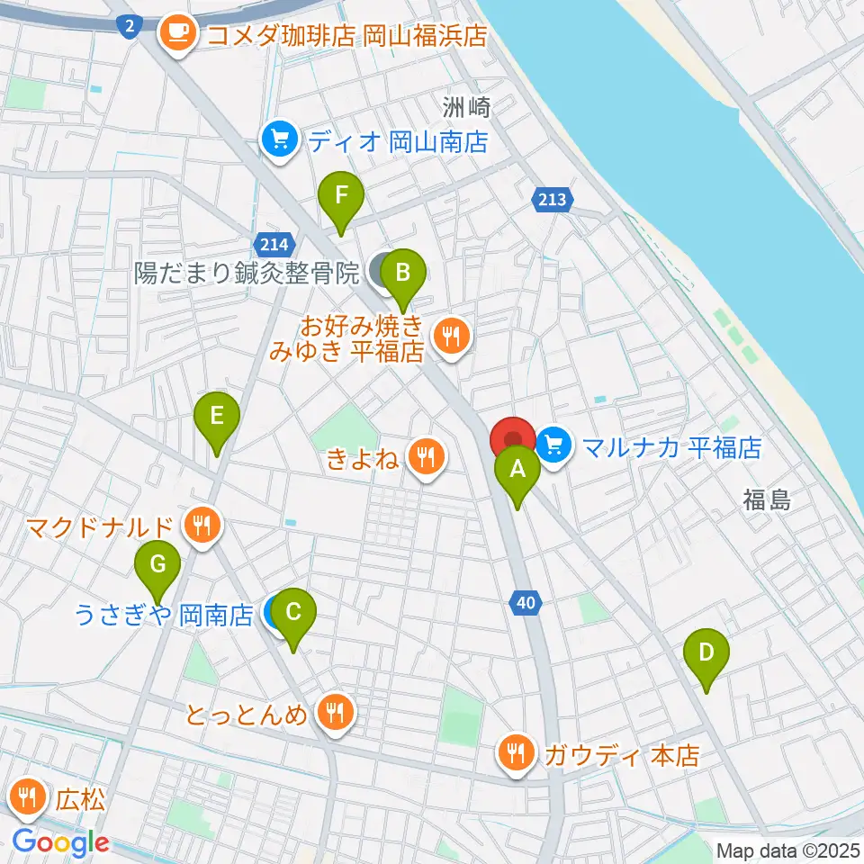 梅里ヴァイオリンスタジオ周辺のコンビニエンスストア一覧地図